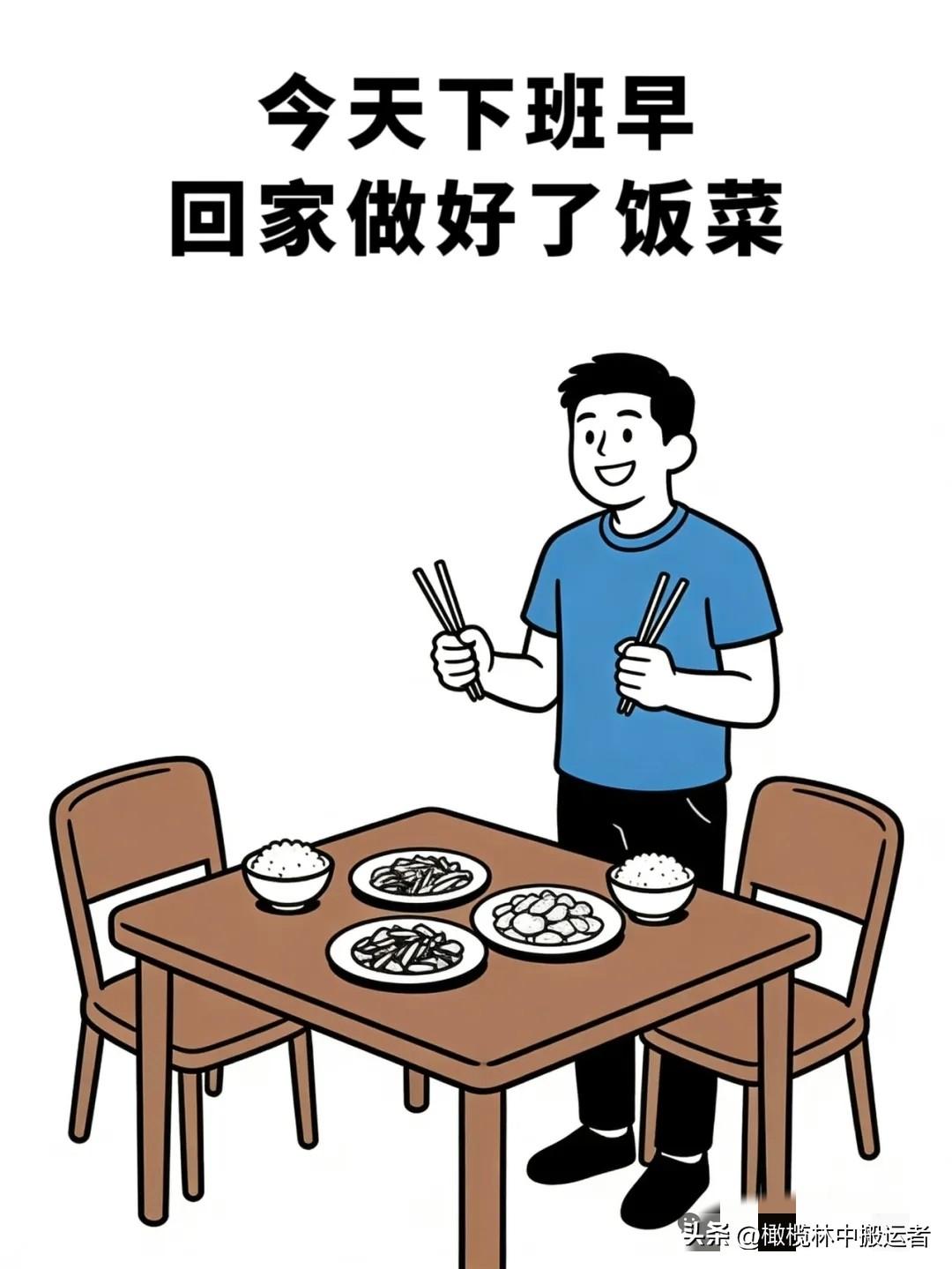 逗你开心：老婆吃完我做的饭后说：等我事业有成，一定不让你上班。我越想越开心，不知
