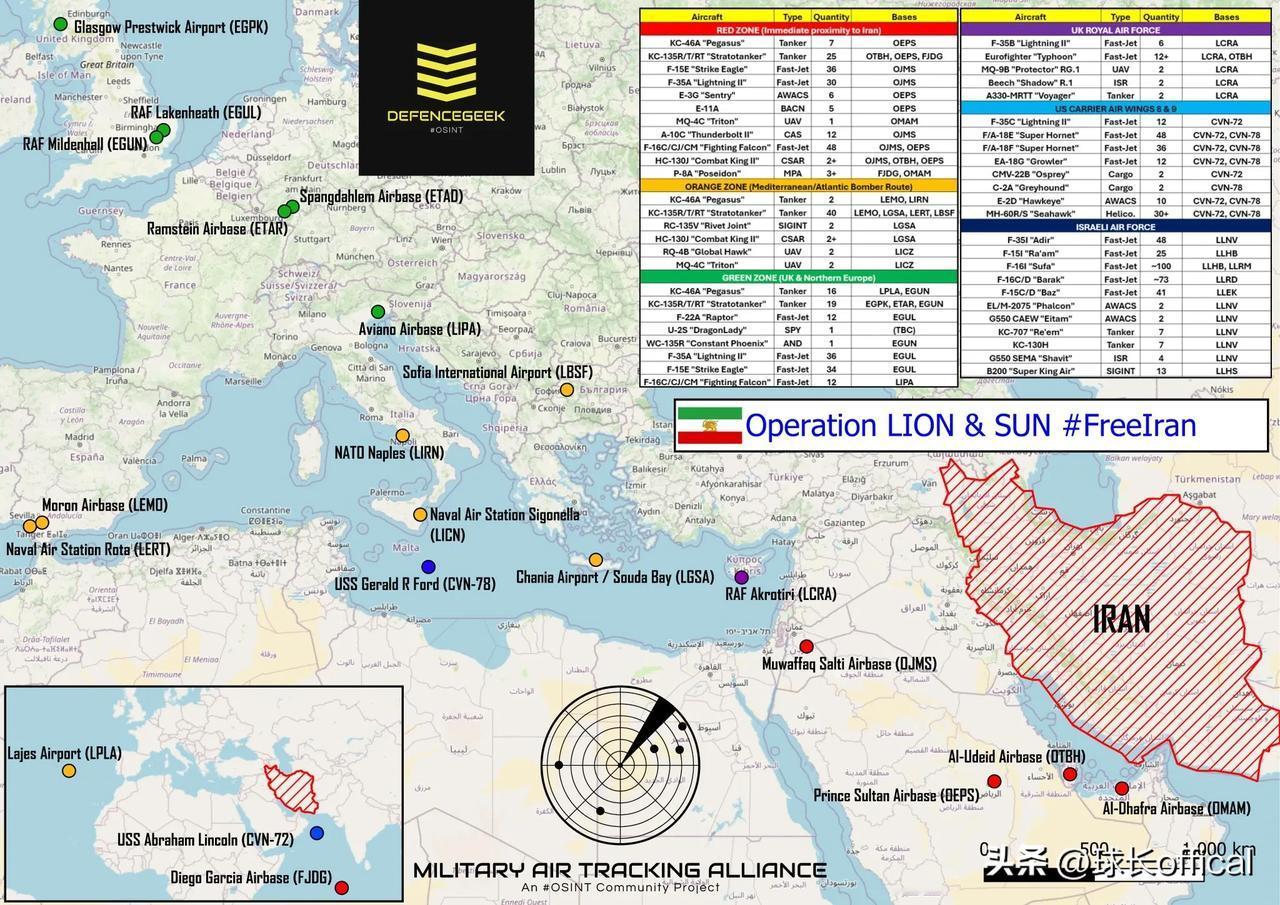 🇺🇸🇮🇱🇮🇷  这是截止2月21日最全的伊朗行动空军部署图

打击层
