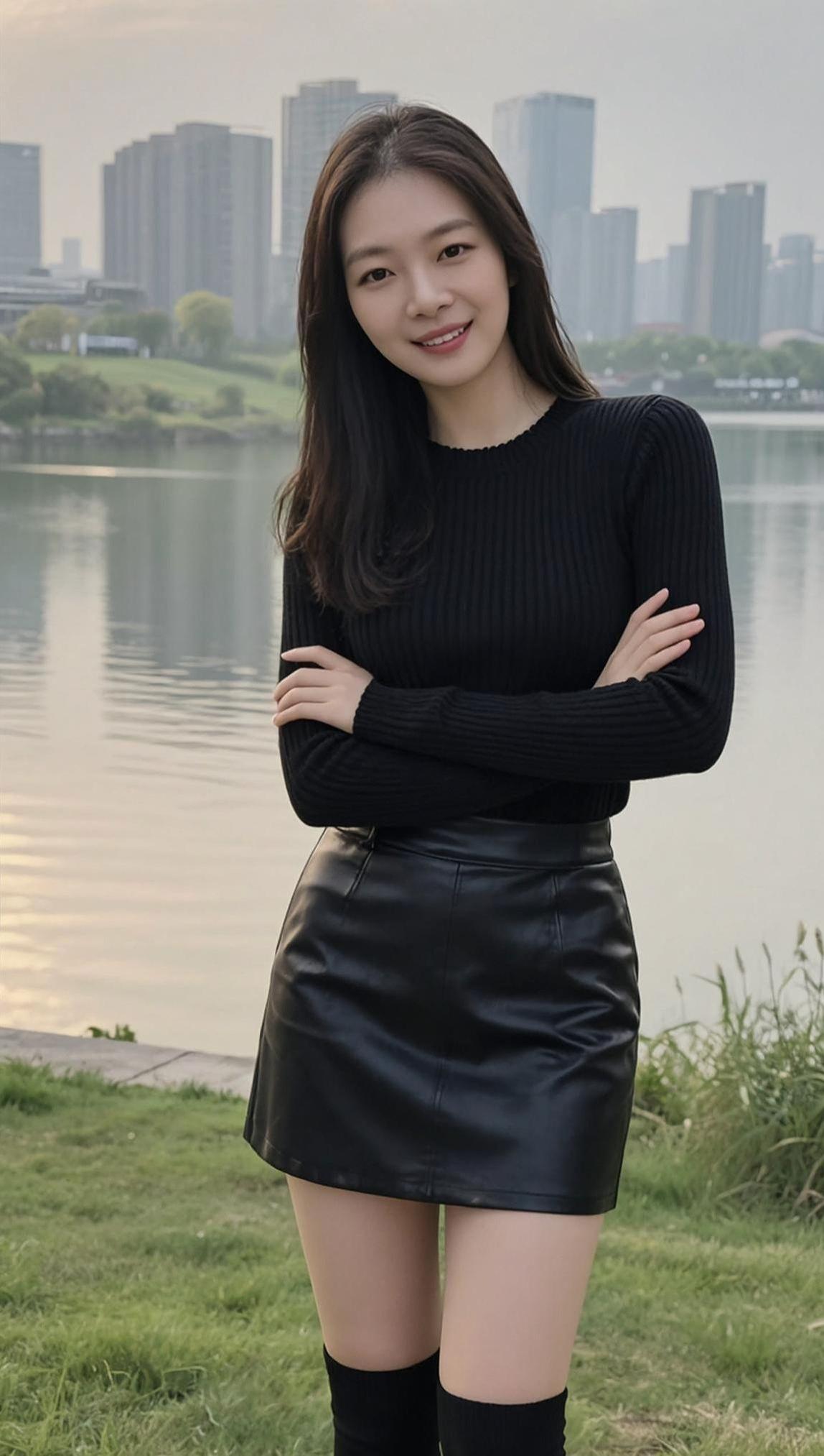 AI都市河畔照  抖音ai创作