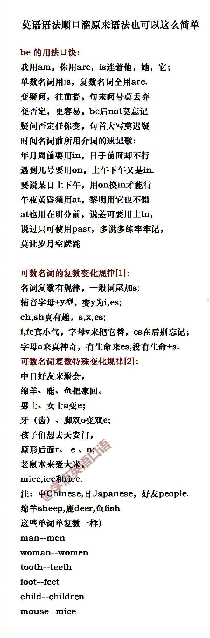 英语语法顺口溜，原来语法也可以这么简单！ ​​​