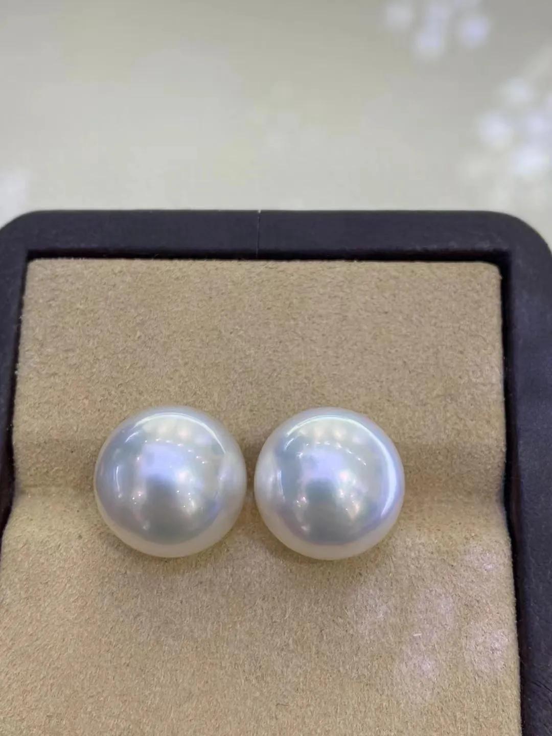 天然澳洲海水珍珠，日本真科研维纳斯澳白，14.6mm，正圆，一颗孔后几乎无瑕疵，