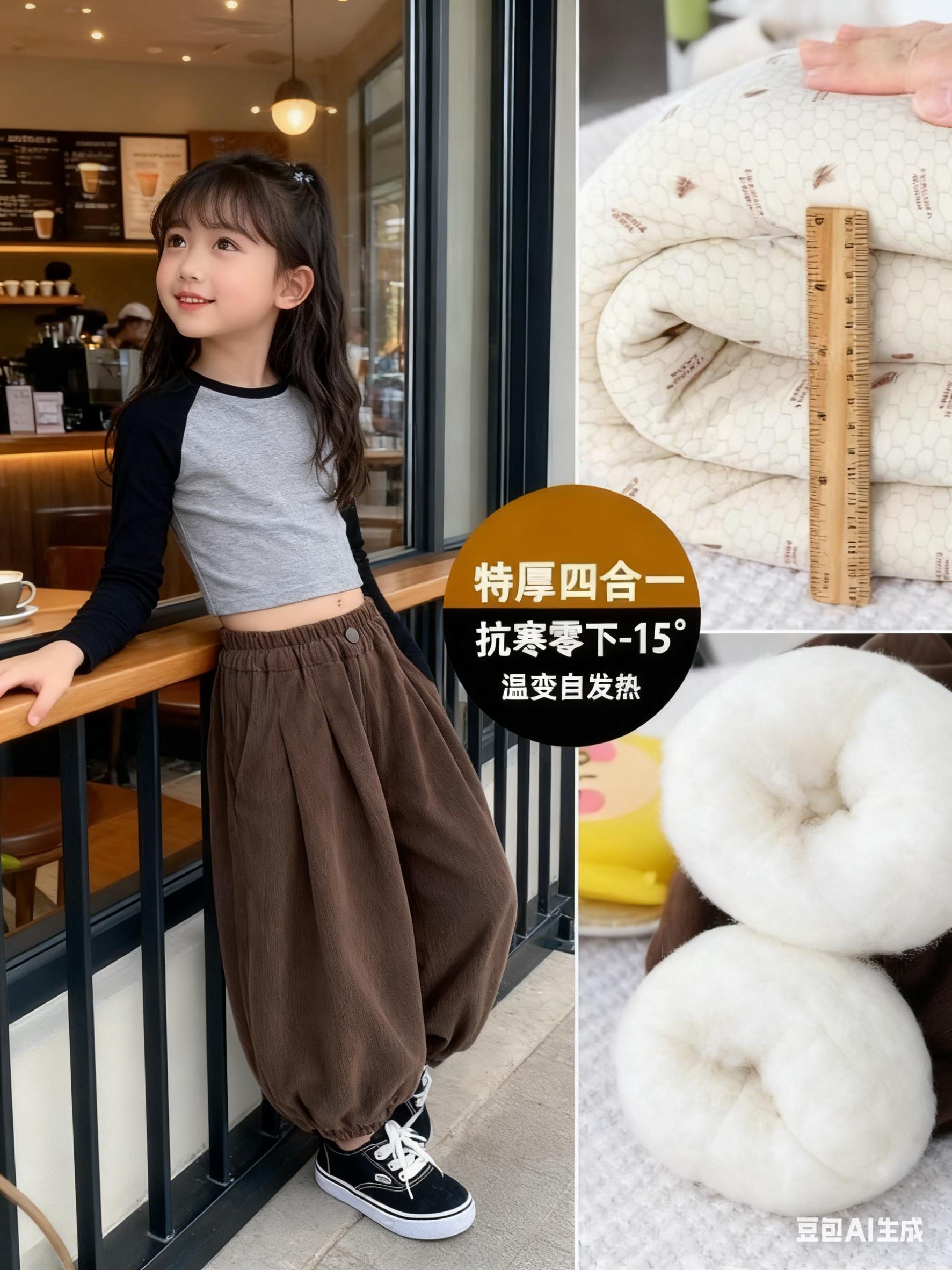 这条裤子真的是一条就可以过冬了！它是温变加棉的儿童男女童灯笼裤子，还是...