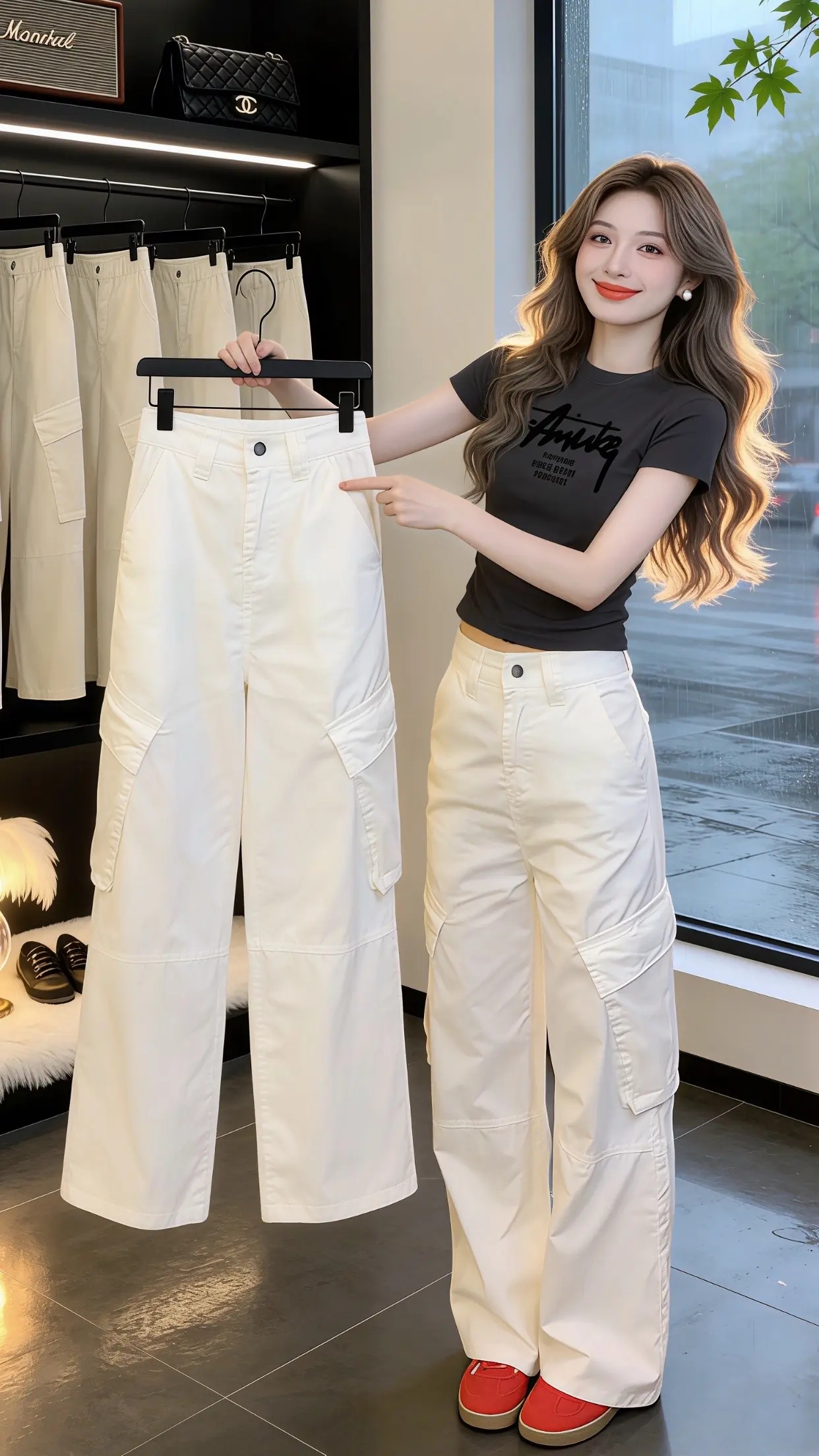 怎么将牛仔裤穿出高级感 高颜值炸街女工装裤 显瘦显高显腿长裤子 百搭神...