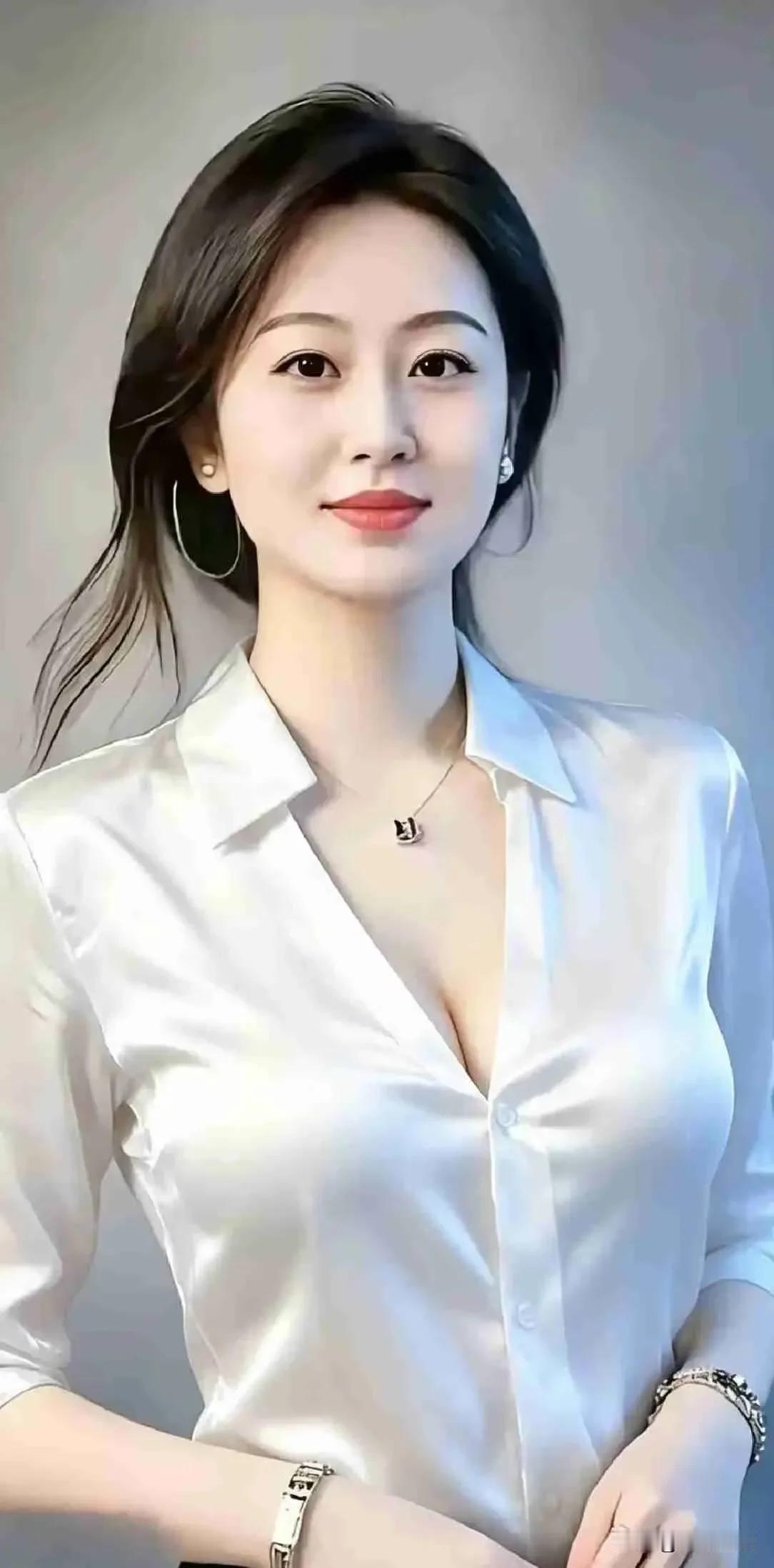 素净底色衬出温婉眉眼，白衬衫简约大方。不张扬，却自有气度，于从容之间，尽显女性力