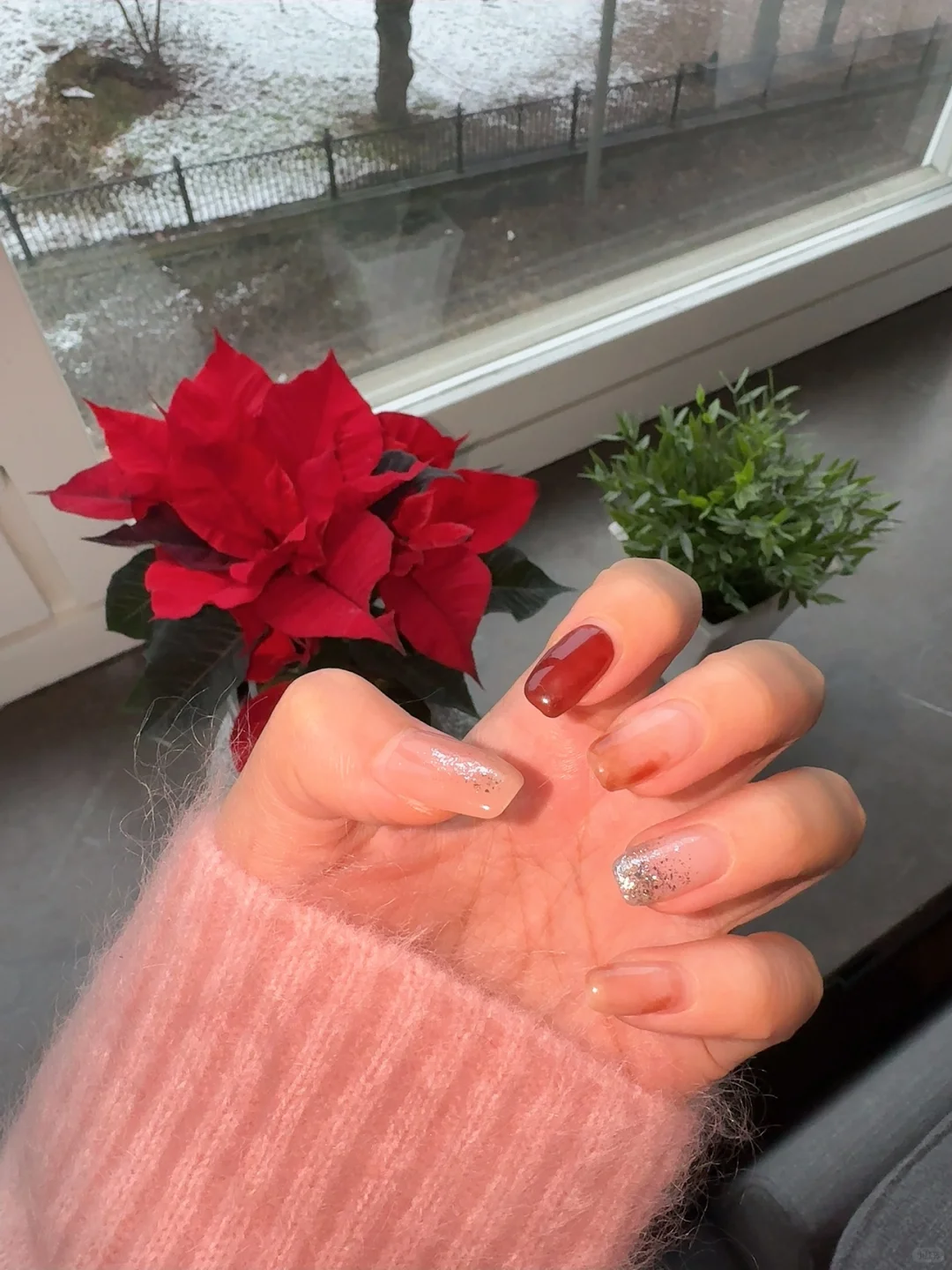 2024圣诞琥珀美甲🎄搭配圣诞花吼吼看❣️