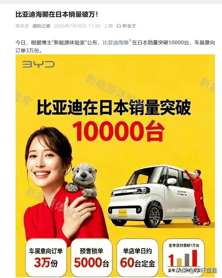 比亚迪海獭在🌞国订单量突破10000台，车展意向用户订单达3万份！
这应该就是