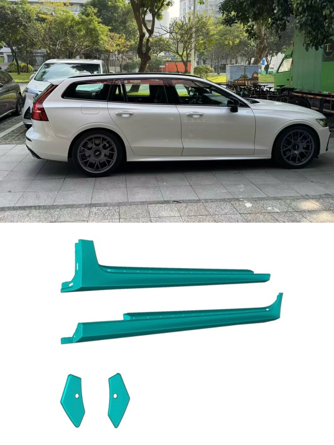 沃尔沃V60单改RD侧裙效果