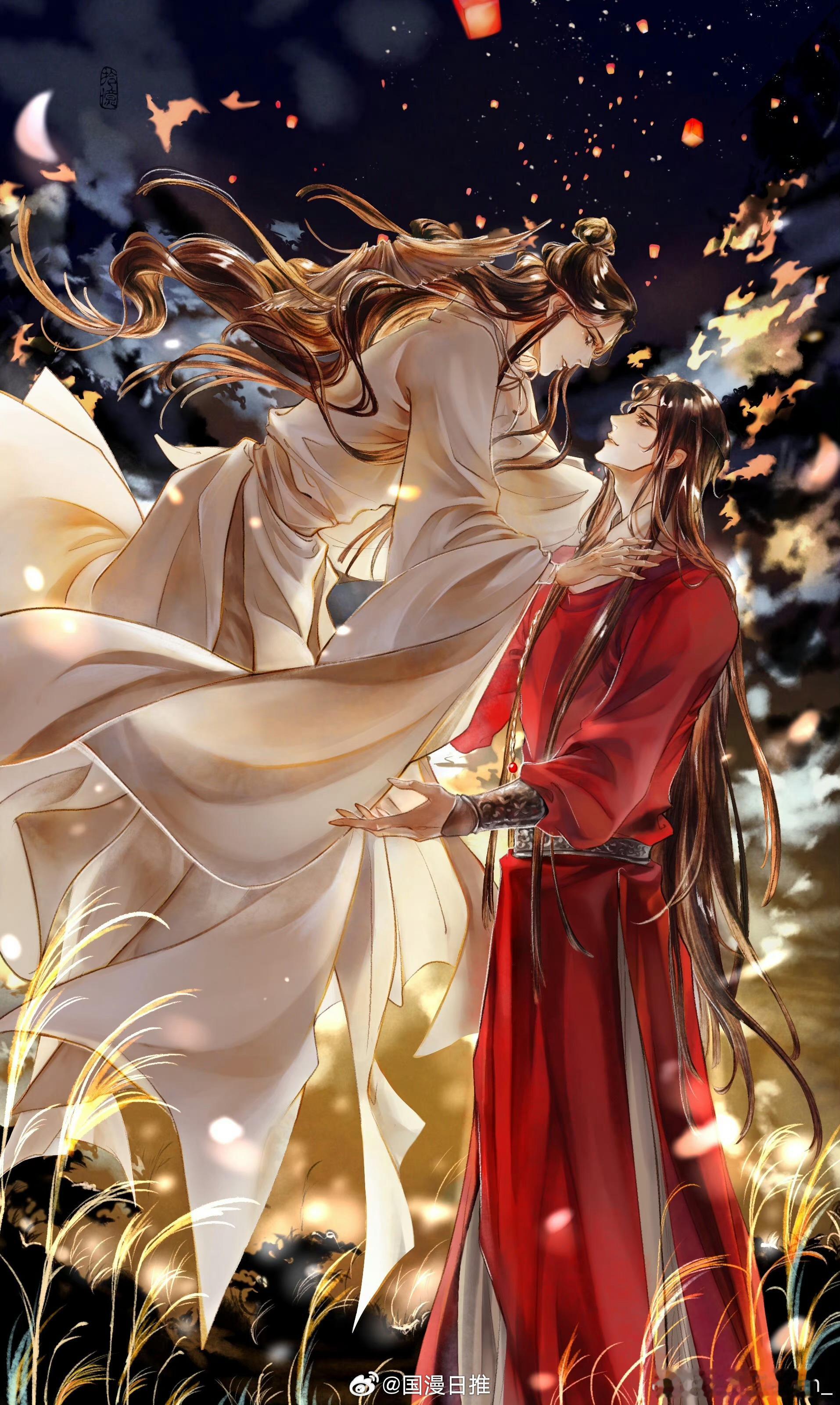 天官赐福花怜 你朝我奔来 不染纤尘 是神降临 落入心里 Cr：拾忆Eleven_