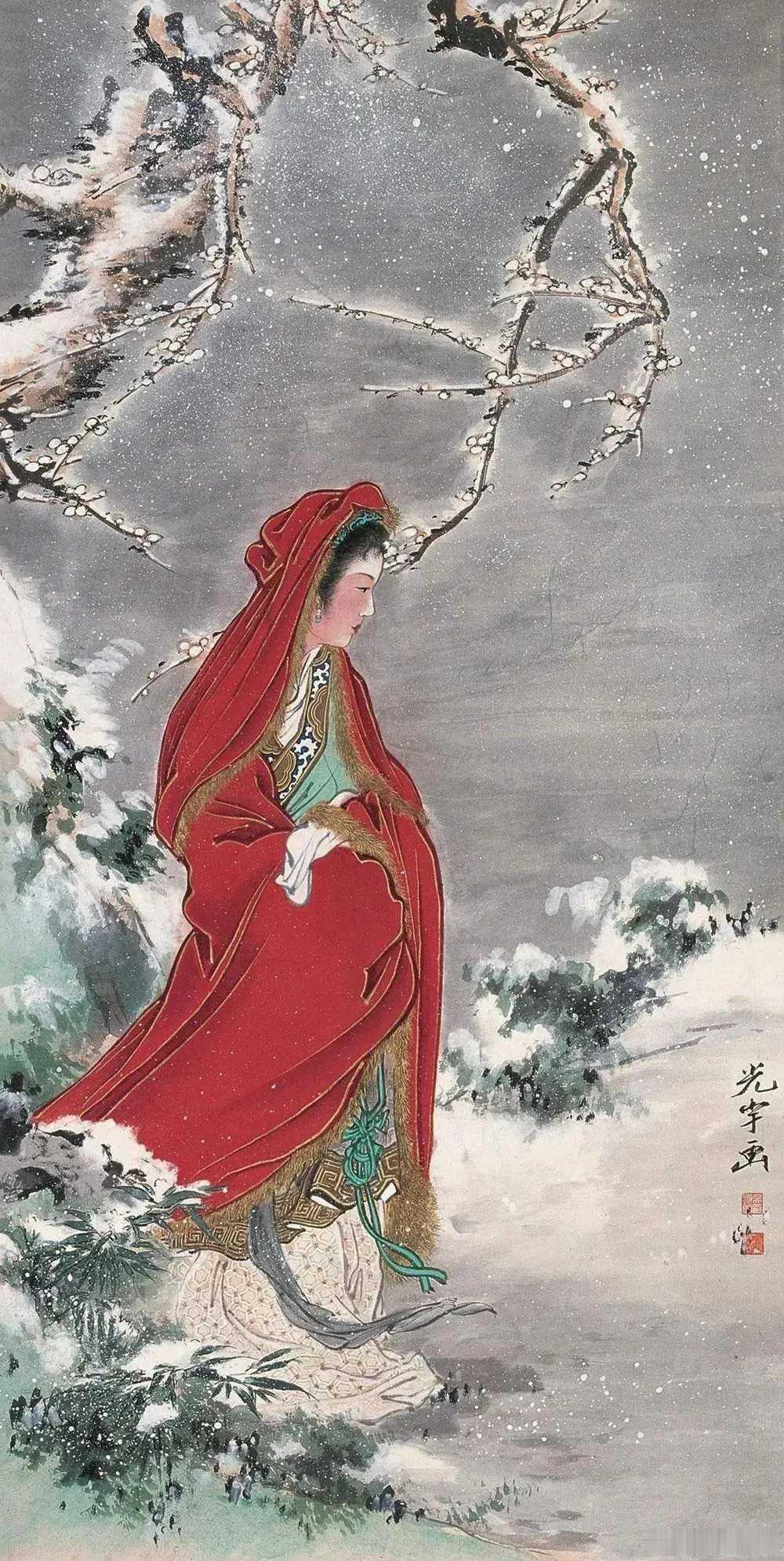 历代名家画里的踏雪寻梅。“踏雪寻梅”意思是踏雪寻梅梅未开，伫立雪中默等待。是踏雪