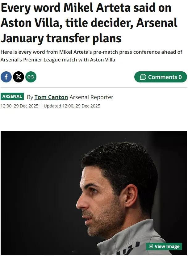 阿森纳 阿尔特塔出席了对维拉的赛前新闻发布会，我们来看看阿森纳主帅的发言。我们知