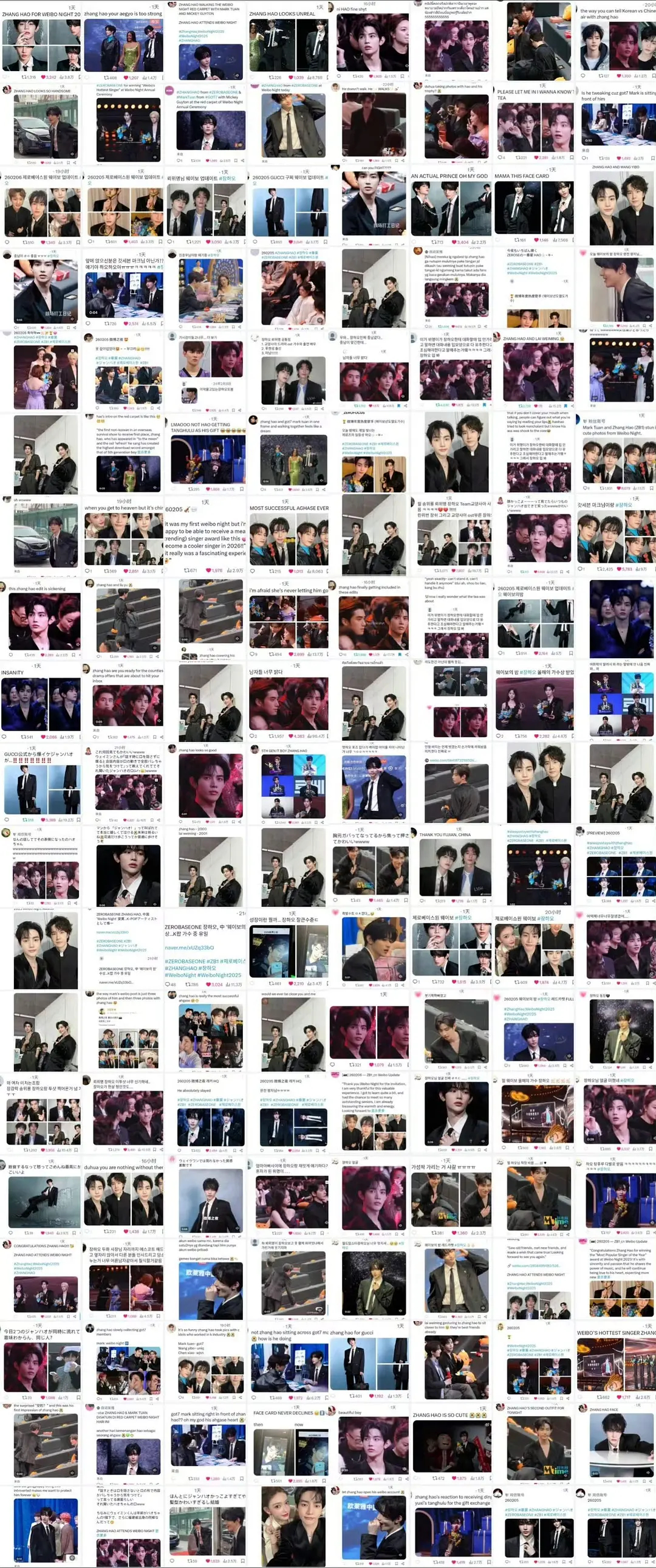 章昊首次亮相微博之夜，引爆全球热度，10条万赞160+千赞，各国高位趋势 