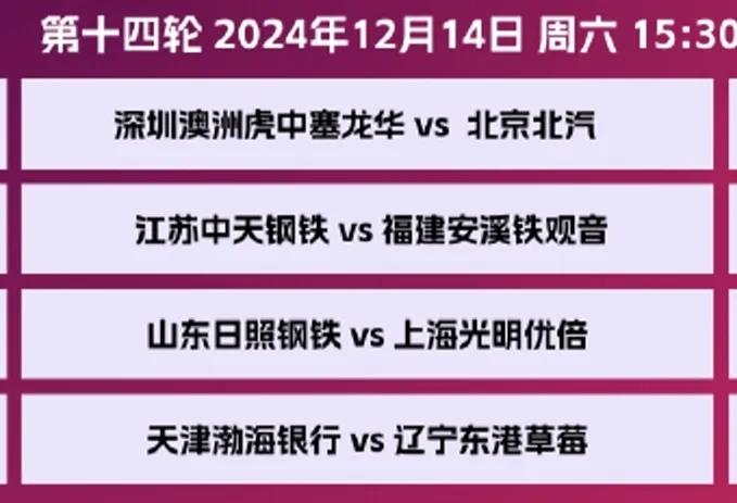 【女排超级联赛】第十四轮（最后一轮）赛程:
            2024年1