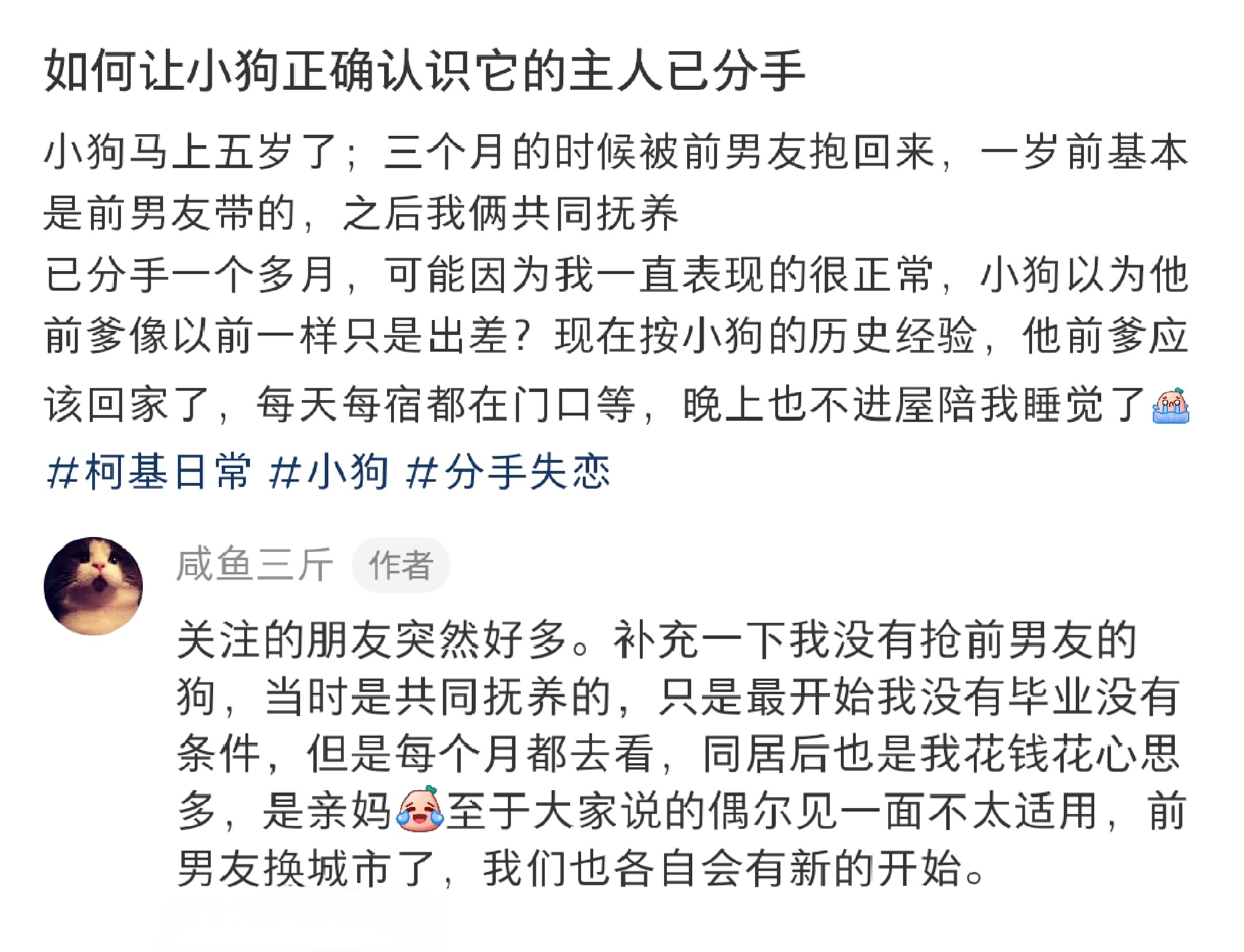 如何让小狗正确认识它的主人已分手…#狗狗##分手##室友一年要五个生日礼物# ​
