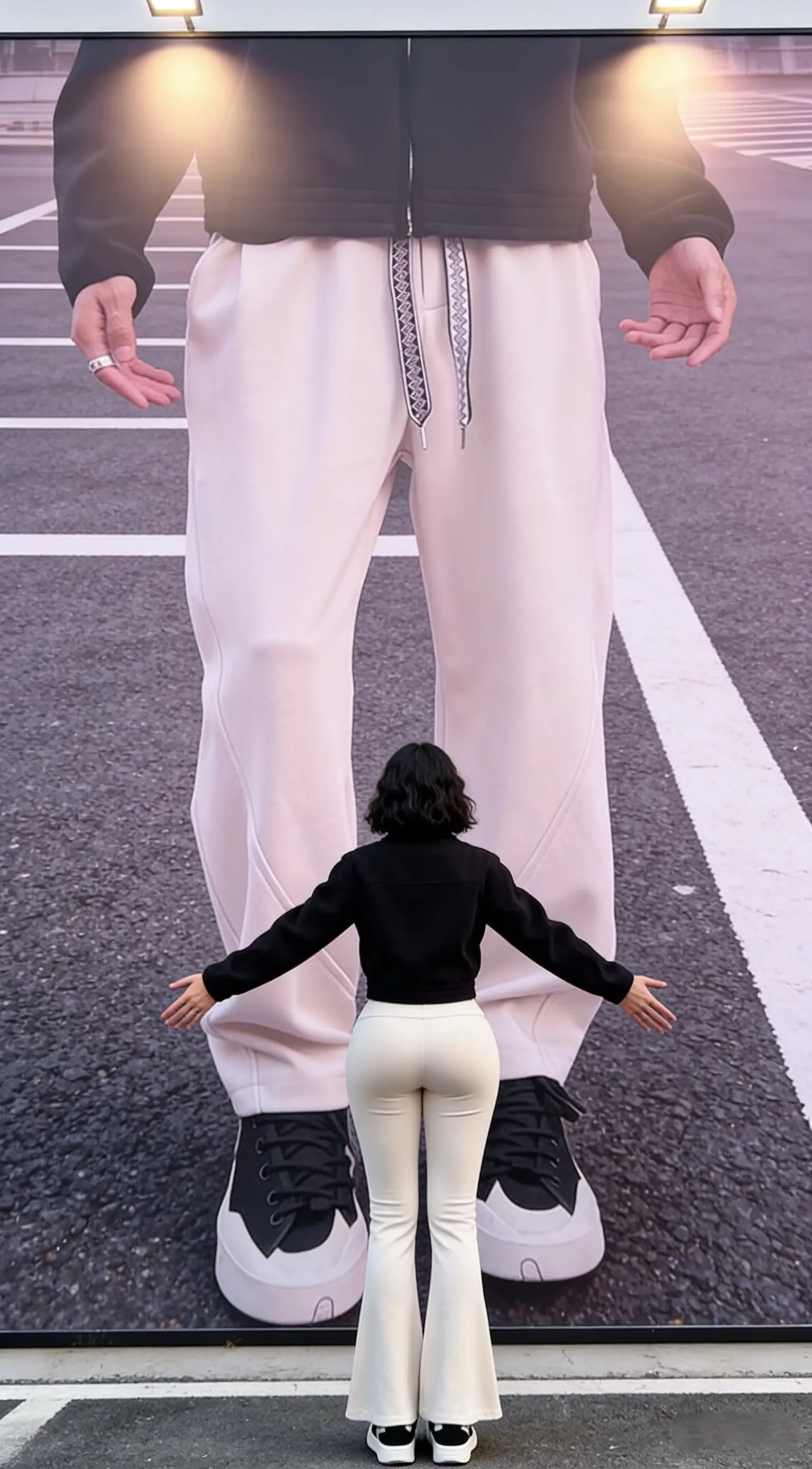 Entong美式潮牌解构针织卫裤男生松紧腰设计运动裤百搭直筒阔腿裤