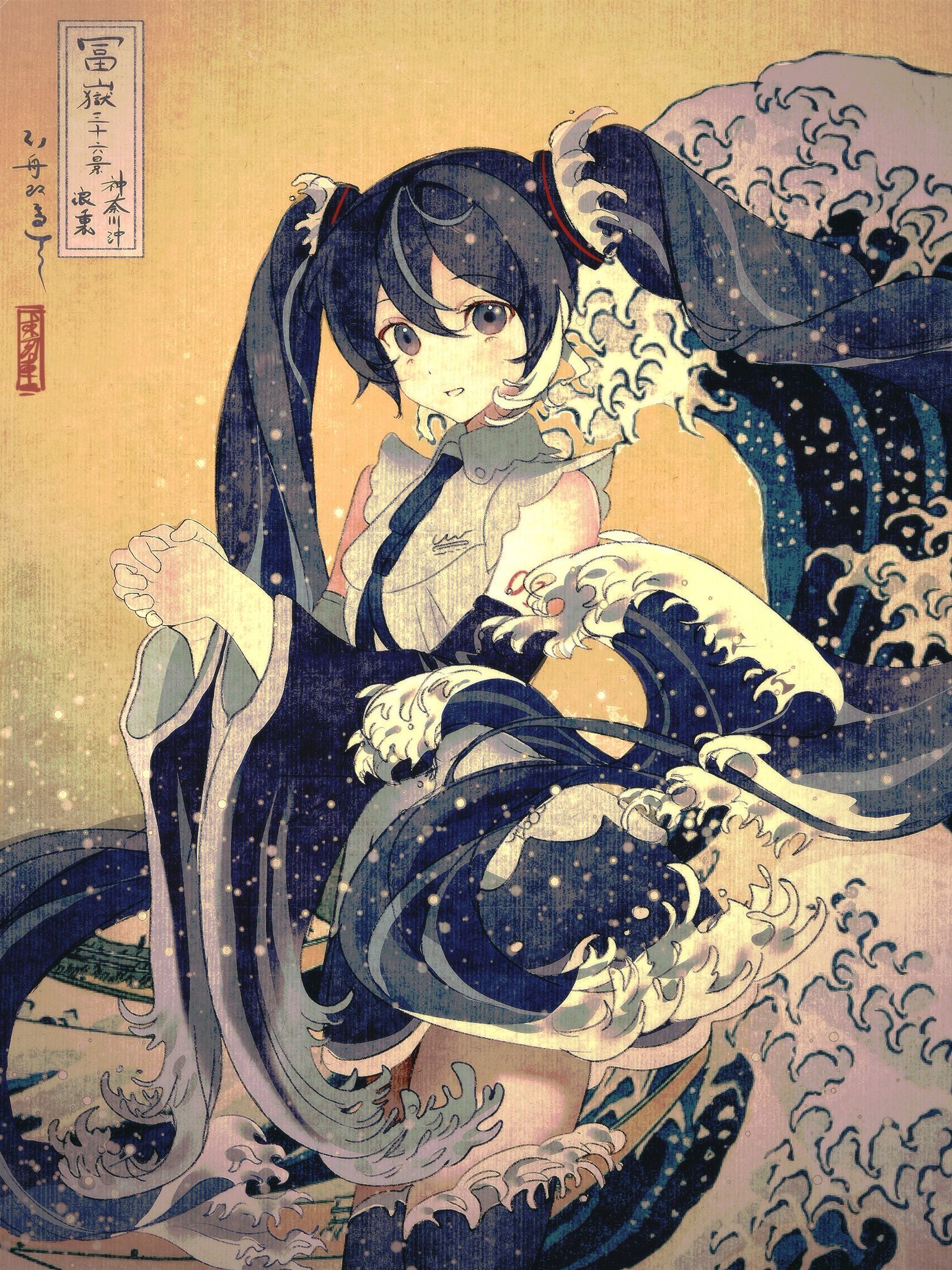 初音未来动漫仲夏狂欢季 浮世绘画风下的miku殿下人类对初音的开发不急1%.绘：