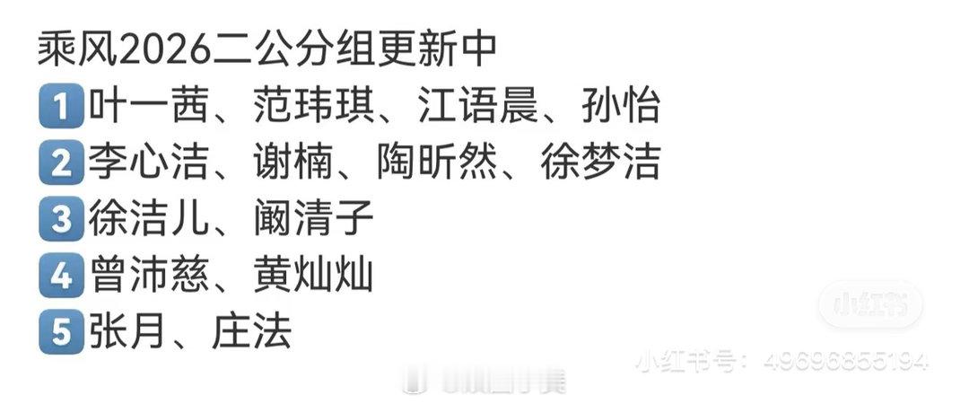 网传乘风2026二公队长 网传乘风2026二公队长：叶一茜、李心洁、徐洁儿、曾沛