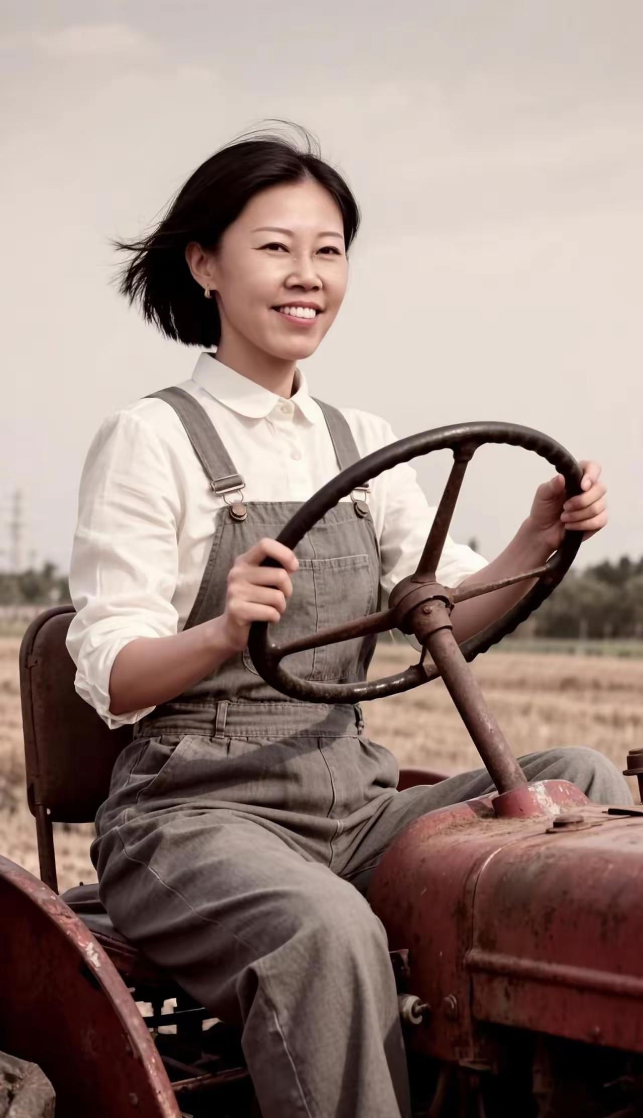 满面笑若花。
驾驶二十八。
田间去劳作，
汗水染岁华。
昔日人民币，
一元像是她