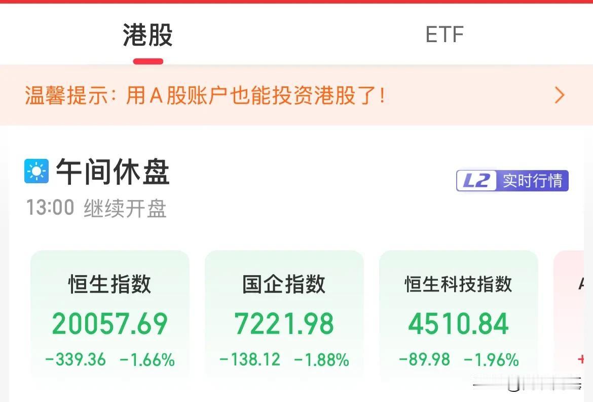 港股：兄弟，我先干为敬了，你随意就好，A股：我们比比

港股低开低走，三大指数全