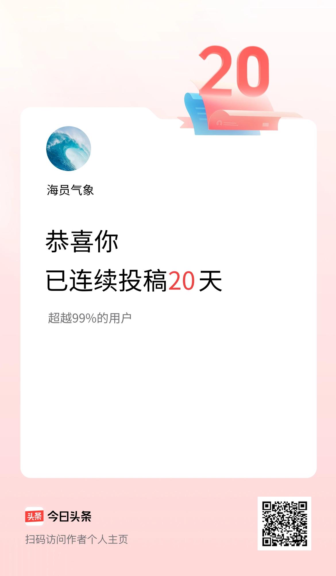 我在头条连续投稿20天