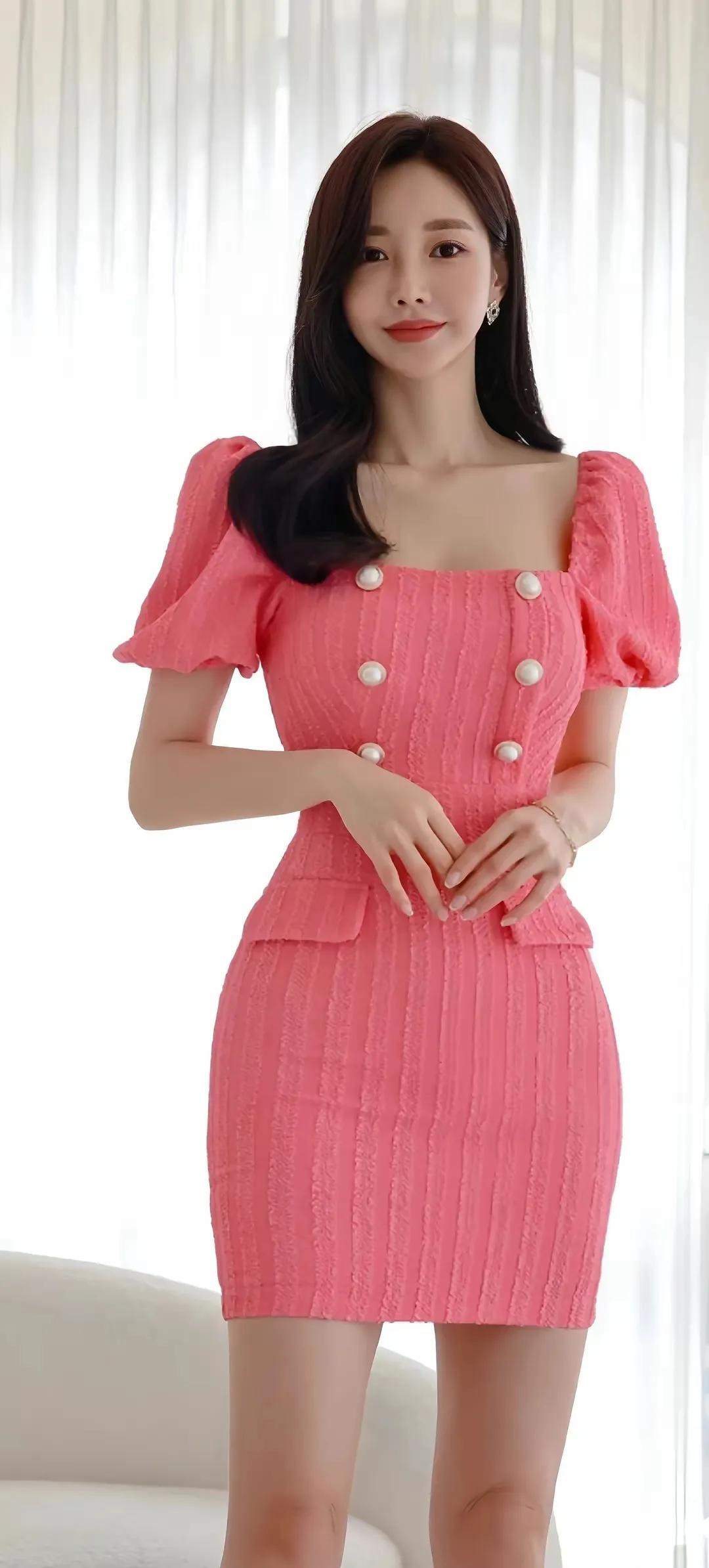 性感红裙孙允珠#极品美女穿搭#