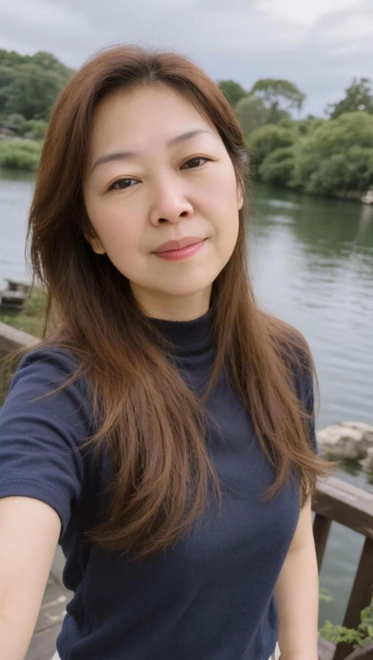 这风景让人心花怒放。AI湖畔自拍