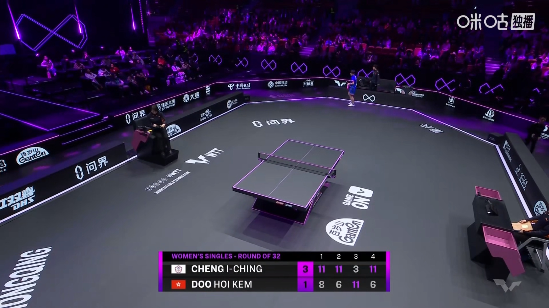 郑怡静3比1杜凯琹(11-8，11-6，3-11，11-6)晋级wtt重庆冠军赛