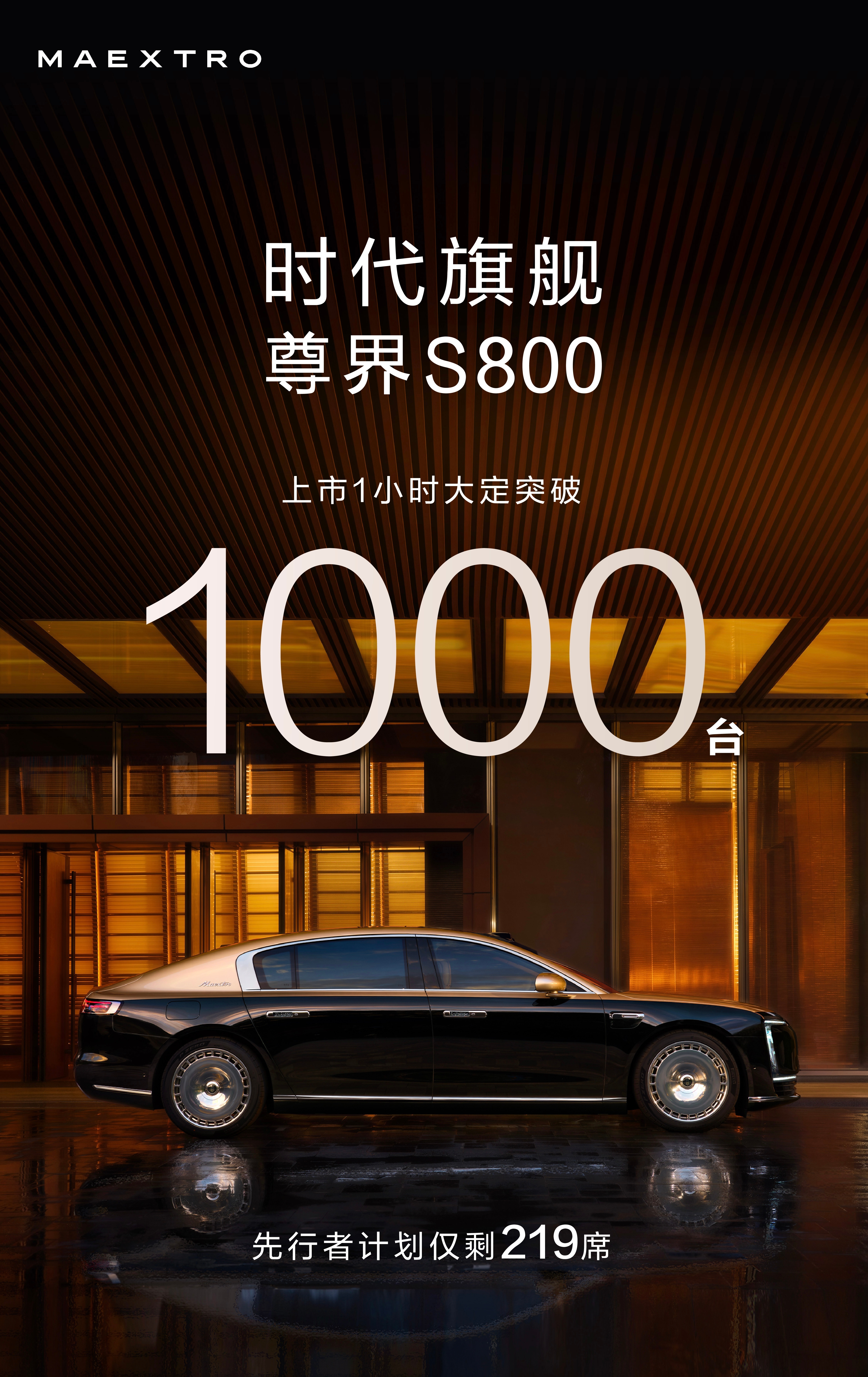 牛逼尊界S800 上市一小时大定突破1000台 ​​​