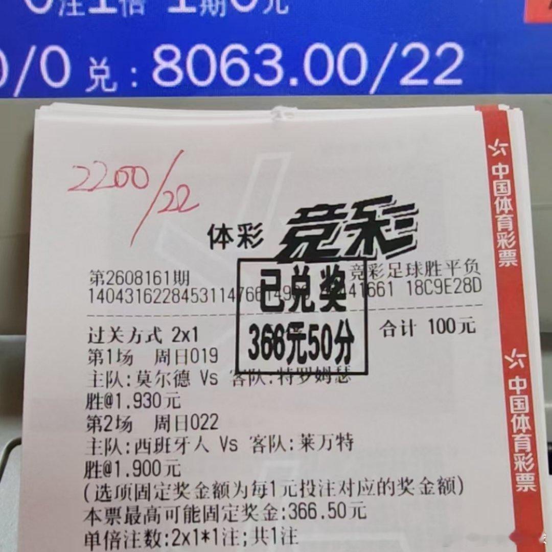 精选二关闯关成功，3.66倍轻松拿下 足球