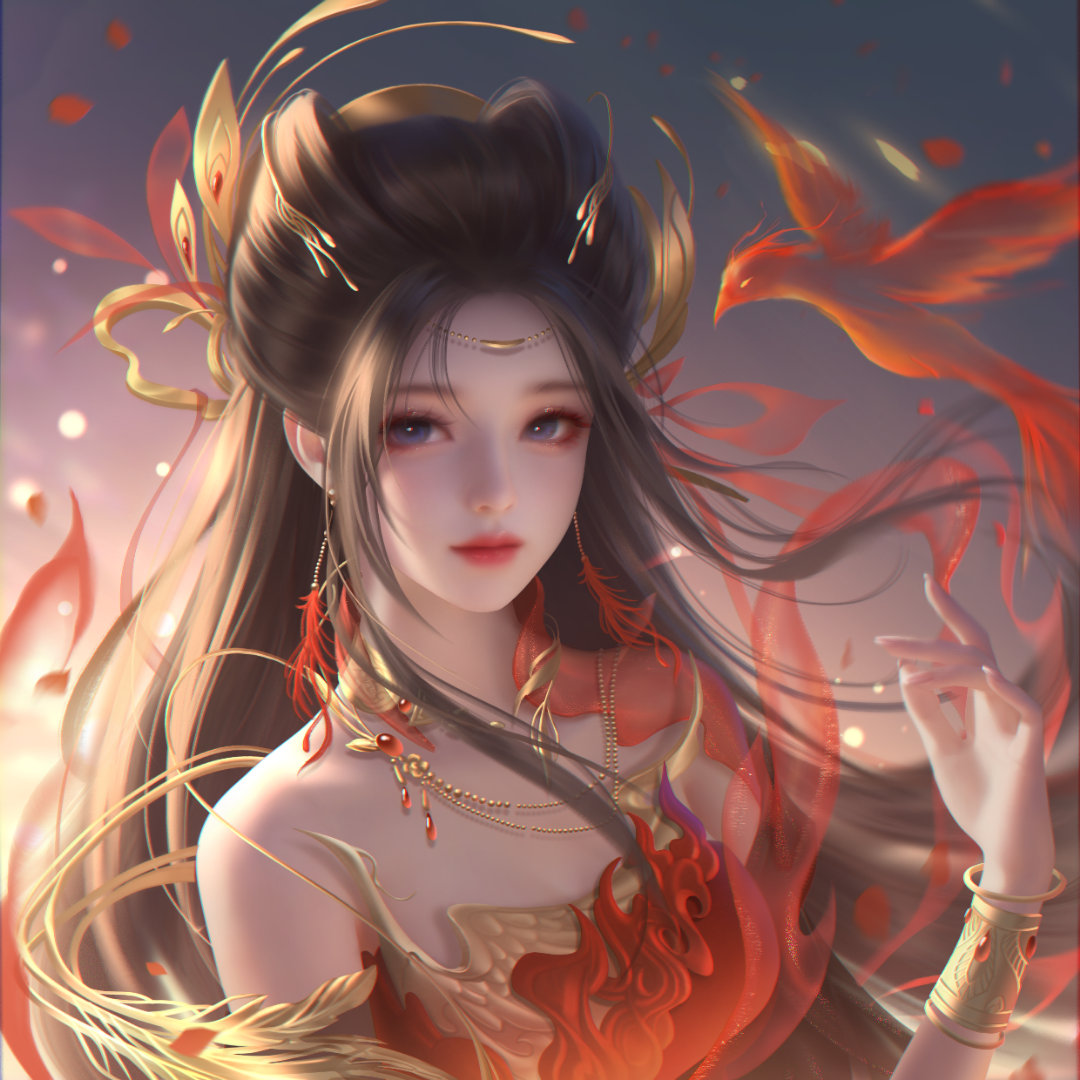 焰灵姬1124生日快乐 天行九歌焰灵姬朱雀焰灵姬寒眸凝尽星河色，赤袖衔来朱雀光。