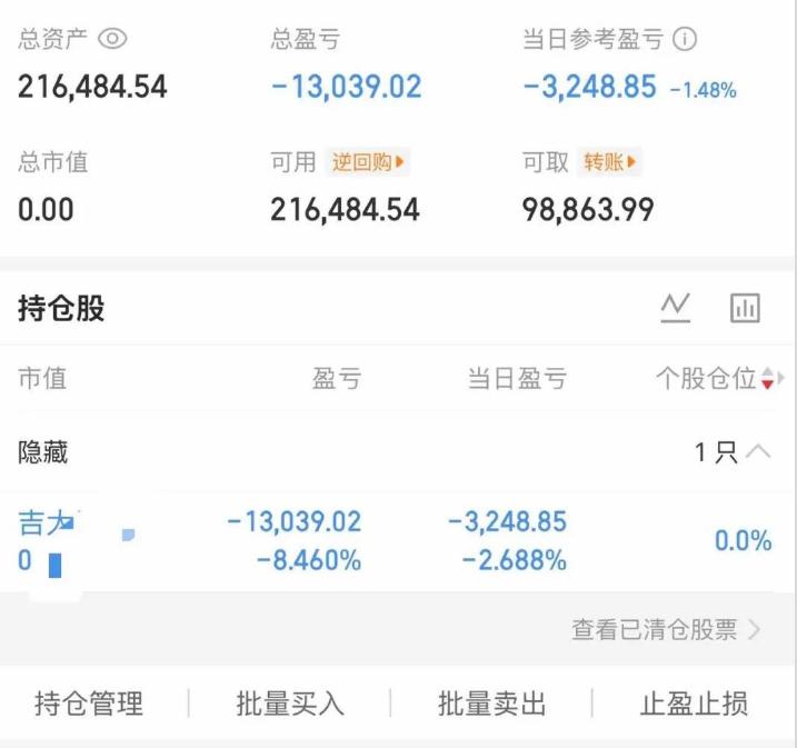 大曾子吉大割肉出局
昨天粉丝算错了，大曾子没去华瓷，而是追高了吉大，前天吉大开盘