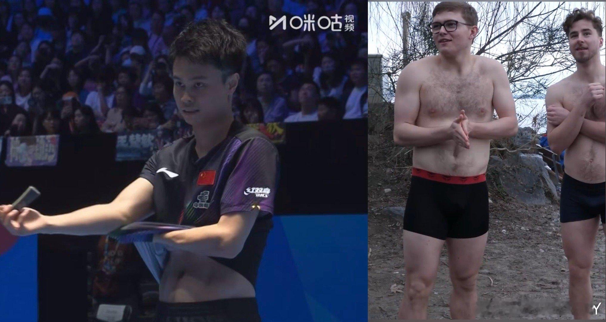 在腹肌这方面 老七为中国男乒扳回一城