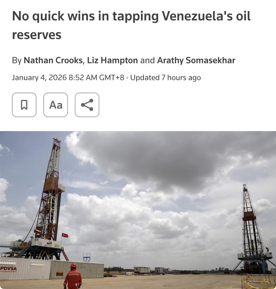 外媒：开发委内瑞拉石油储备无速胜之策

委内瑞拉拥有全球最大石油储量，但过去几十