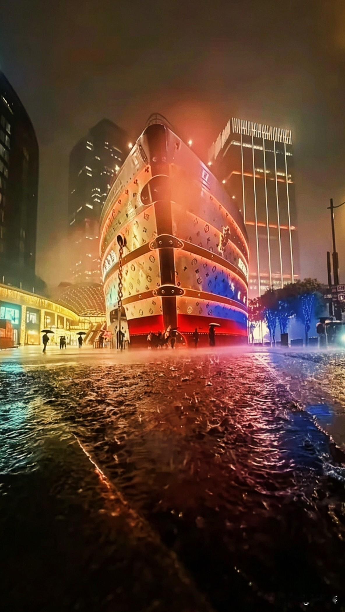 说来也怪！自从静安有了这船后，这几年上海的雨那叫一年比一年一个大啊！

难怪也不