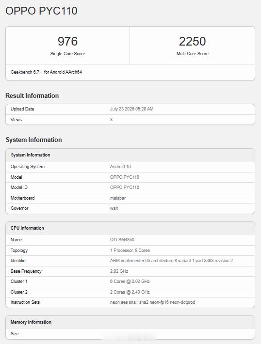 OPPO A7 Pro Max，高通骁龙 4 Gen 5 芯片，运行 12 GB