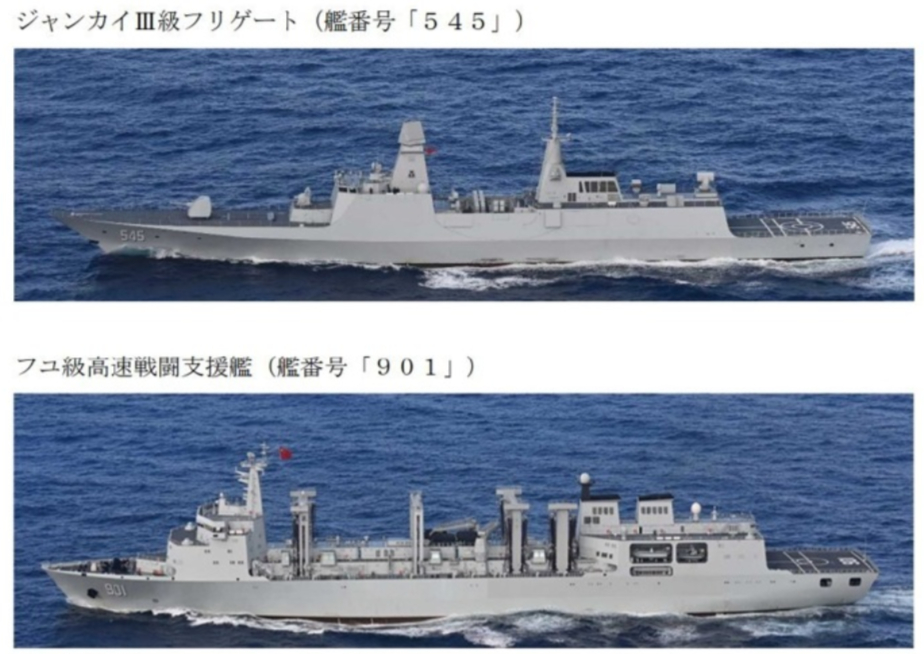 日本首次拍到054B舰，发觉一体化桅杆果然不同，感慨反射器都是展开的！据日本防卫