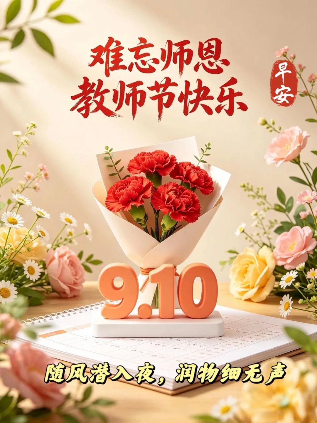 今天是教师节。三尺讲台，教书育人，在知识的海洋里，老师是那座最亮的灯塔。向每一位