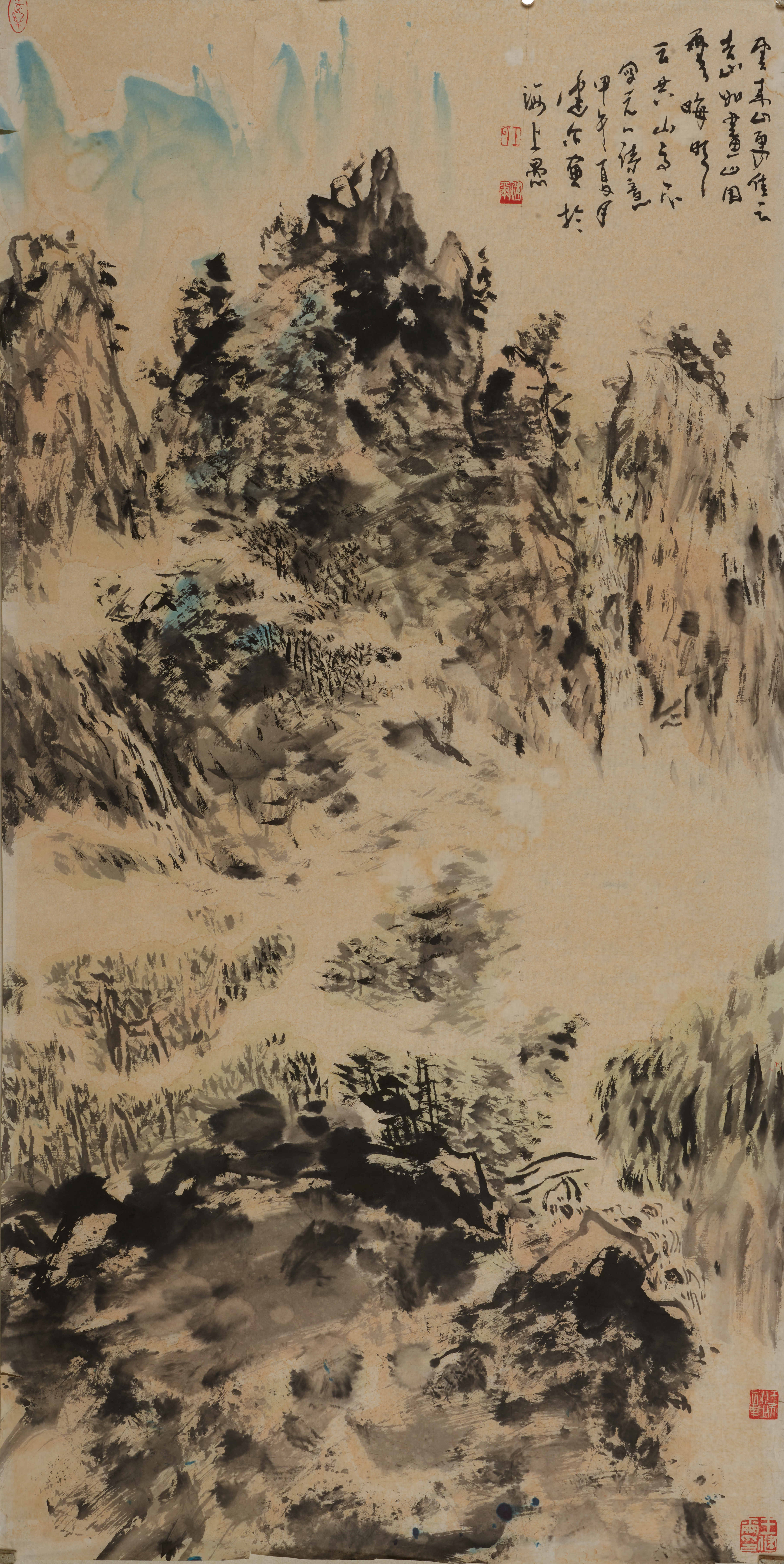《题跋点睛·文人风骨》右上角行书题跋“云来山更佳……甲午夏月建亦画于海上愚”，笔