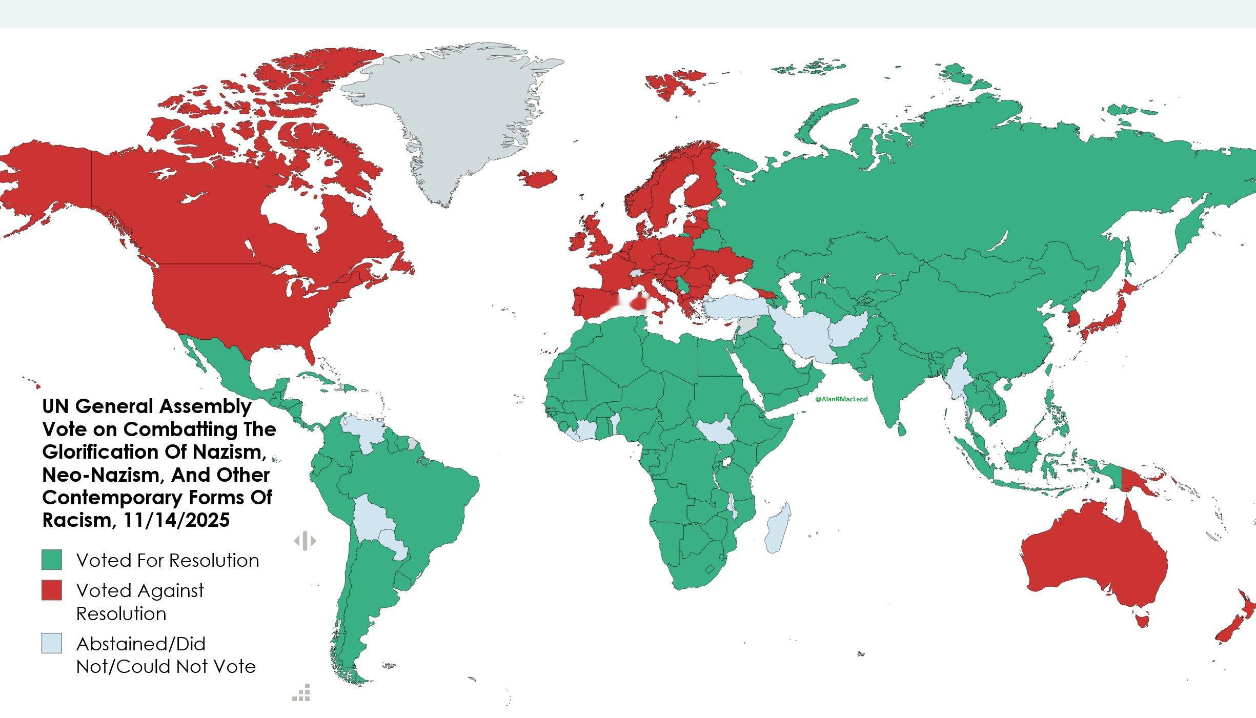 昨天，联合国就一项决议“打击美化纳粹主义、新纳粹主义及其他助长当代形式种族主义、