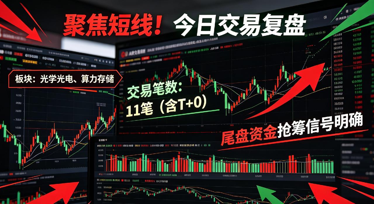 聚焦短线！今天围绕光学光电、算力存储板块含T+0完成11笔交易，尾盘资金抢筹信号