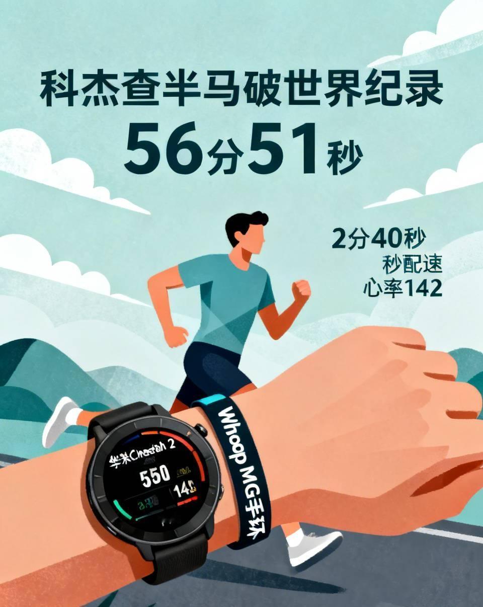 科杰查半马跑出56分51秒破世界纪录，2分40秒配速心率仅142。
起跑配速24