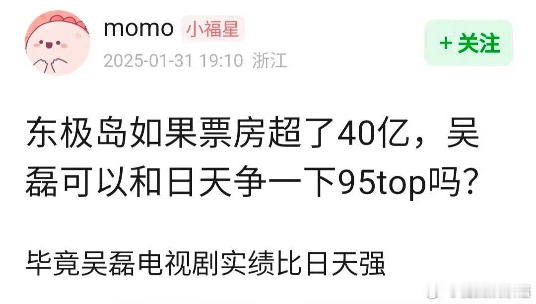 《东极岛》票房破40亿的话，吴磊、刘昊然能争95🥜top吗 