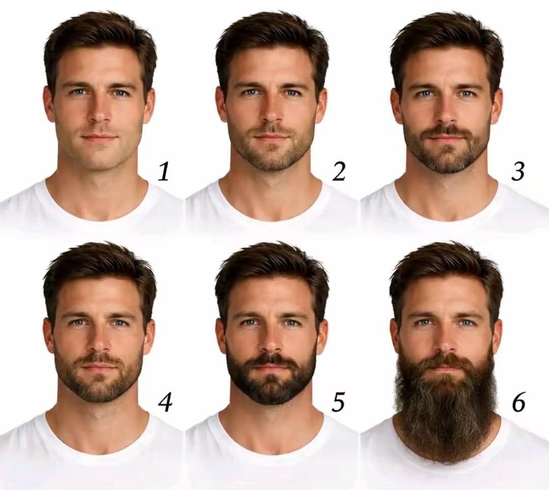 最喜欢2号，你最喜欢几号？男人有胡须使男人看起来更阳刚，更硬朗，更粗犷，如果一个