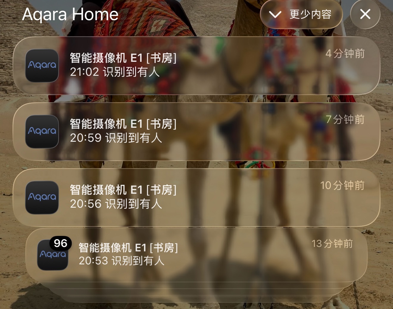 我说书房摄像头今天怎么三分钟给我发一条有人的通知，原来是新买的沙包问题