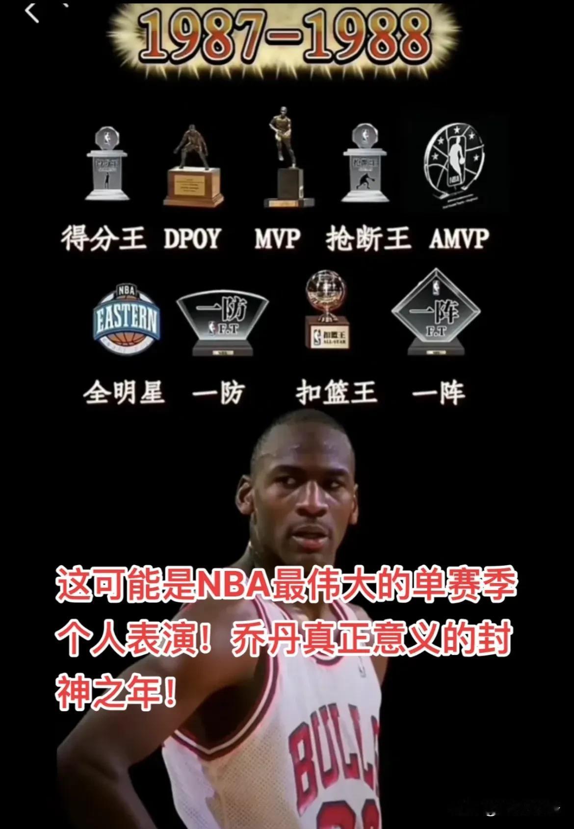 阿里纳斯：1988年的乔丹就已经是NBA历史第一人了，88年乔丹就是标志，冠军戒