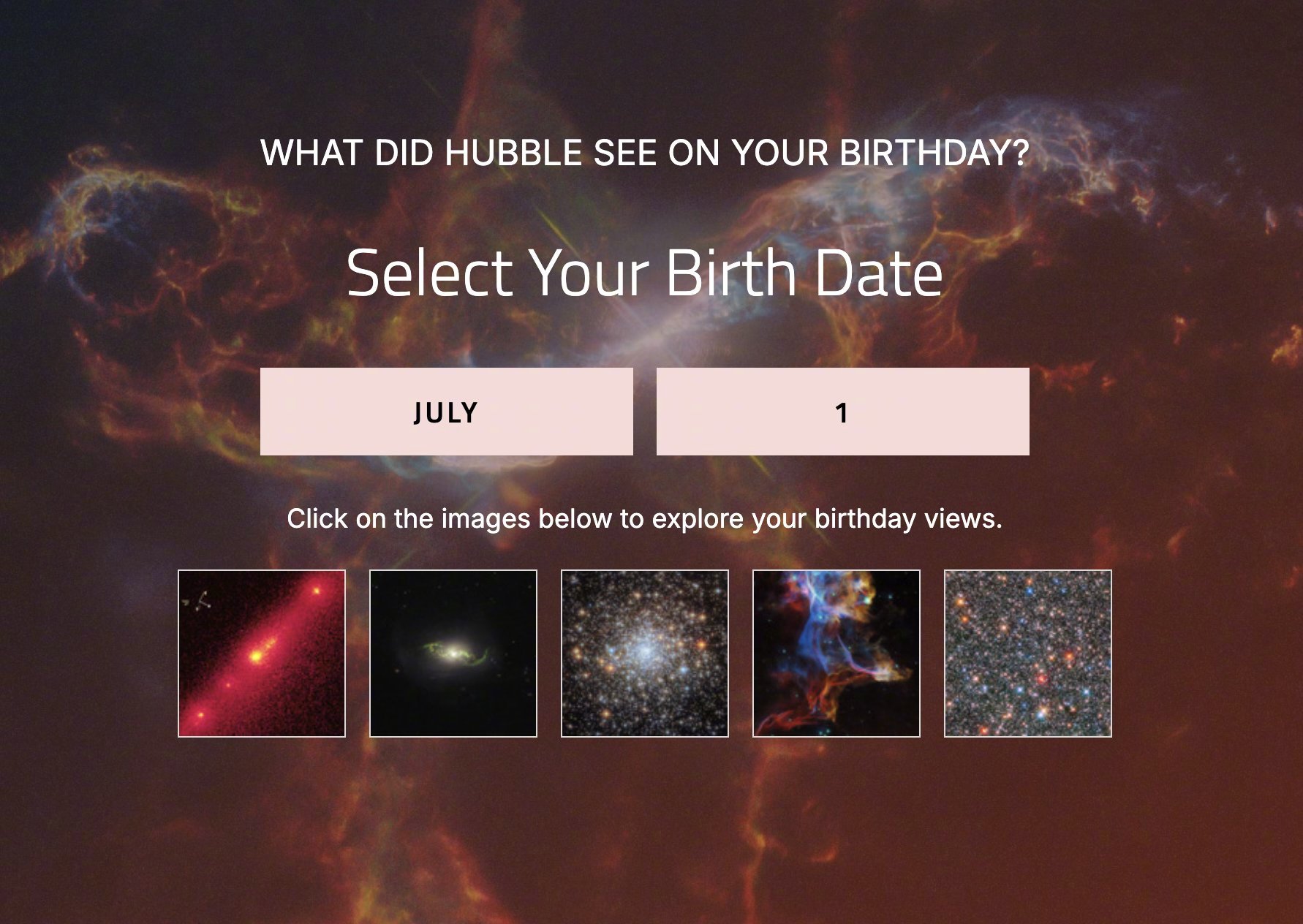 哈勃生日照更新了，你可以用它来查找任何一天哈勃观测到的五个宇宙景象网页链接