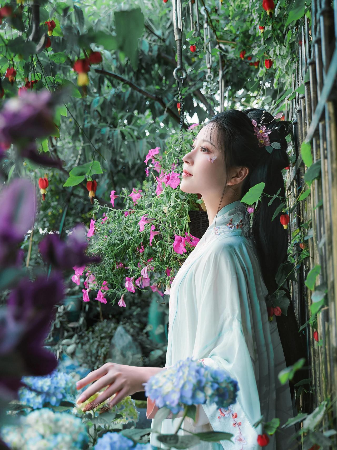 夏天森系松弛穿搭 大长腿 古装 美女 摄影甜妹