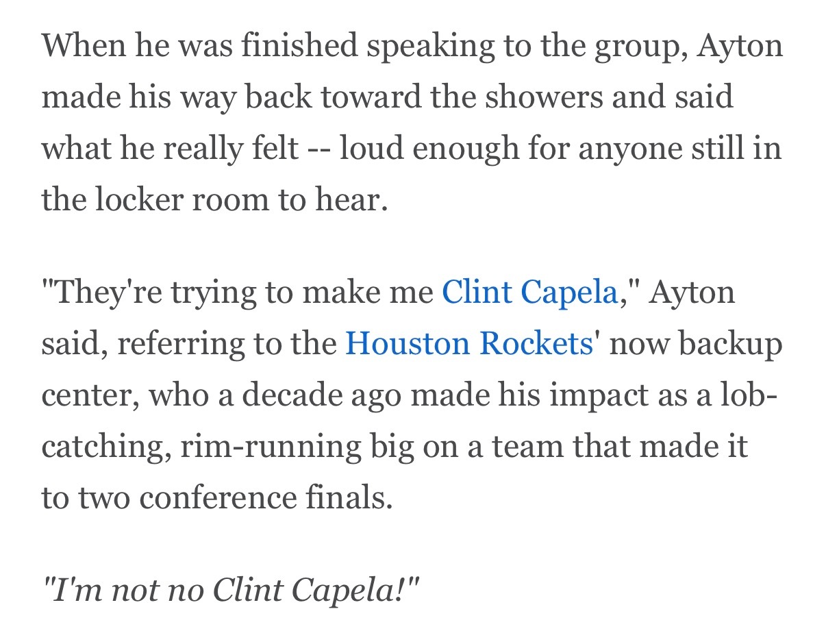 艾顿在湖人输给魔术的赛后，在更衣室里大喊对着记者大喊，声音大到更衣室的每个人都能