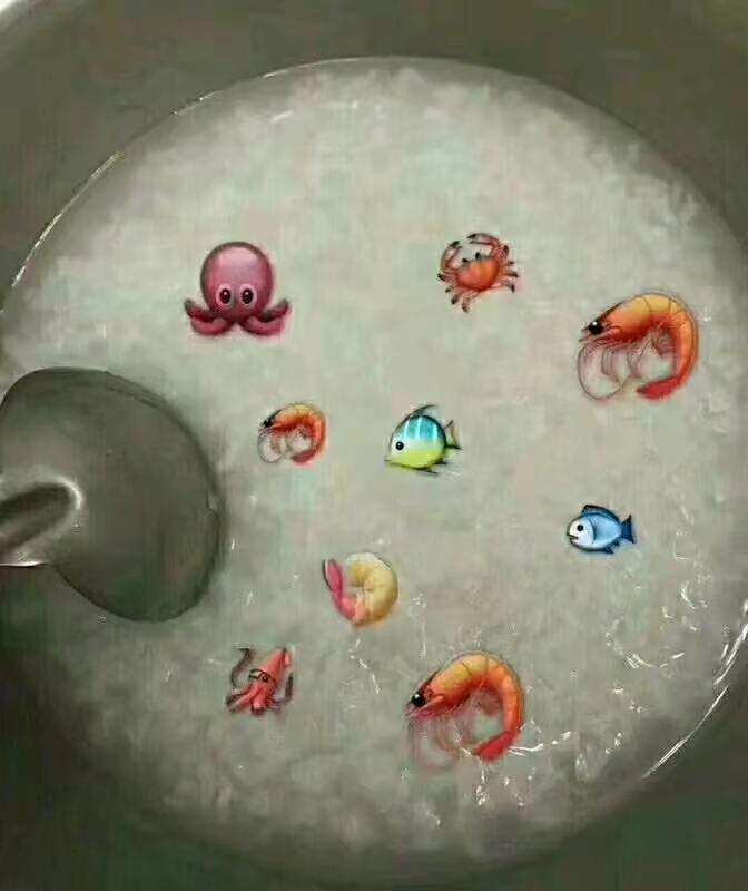 今晚吃海鲜粥。