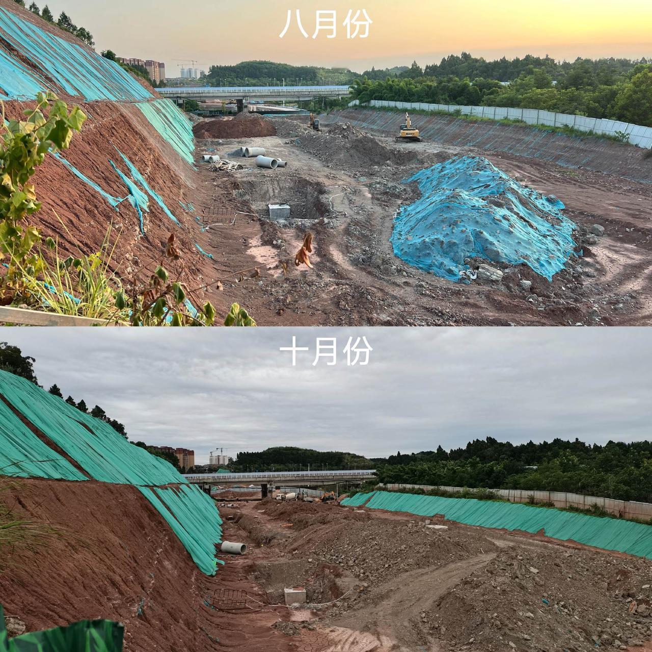 简阳迎宾大道东部新区段十月份进度对比！更新迎宾大道东部新区段十月份月八月份对比直