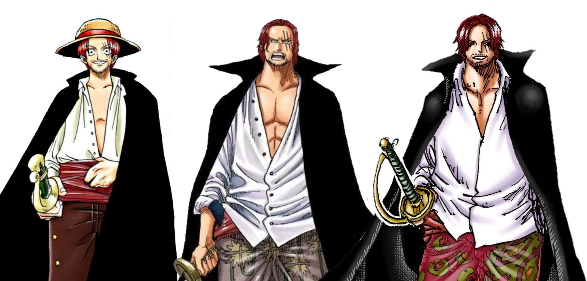 海贼王 海贼王 香克斯的变化12年前-2年前-现在 